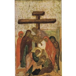 Carte reproduction d'icône. Le Christ descendu de la croix