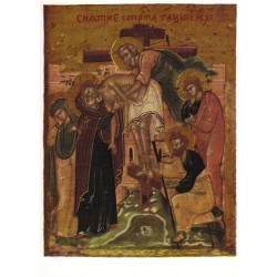 Carte reproduction d'icône. Le Christ descendu de la croix