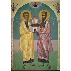 Carte reproduction d'une fresque. Saint Pierre et Saint Paul