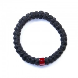 Chapelet orthodoxe en laine 33 gros grains perle rouge