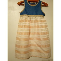 Robe sans manche bleu et beige - 4 - 5 ans