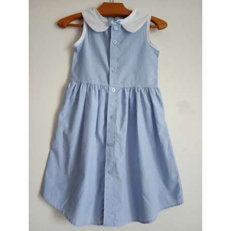 Robe sans manche bleue à fines rayures blanches - 4 - 5 ans