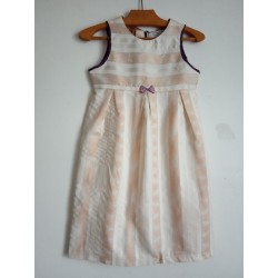 Robe sans manche à rayures tissées couleur sable - 4 - 5 ans