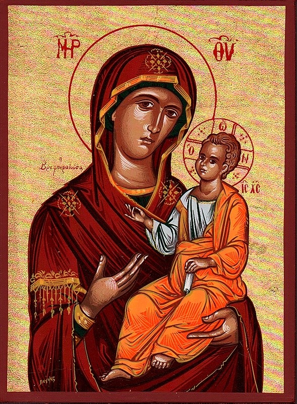 Icône Orthodoxe Mère De Dieu Sept Flèches En Bois - 10x12cm