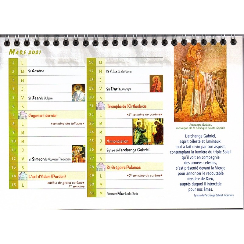 Calendrier Orthodoxe Illustre 2021 Eurl De La Transfiguration