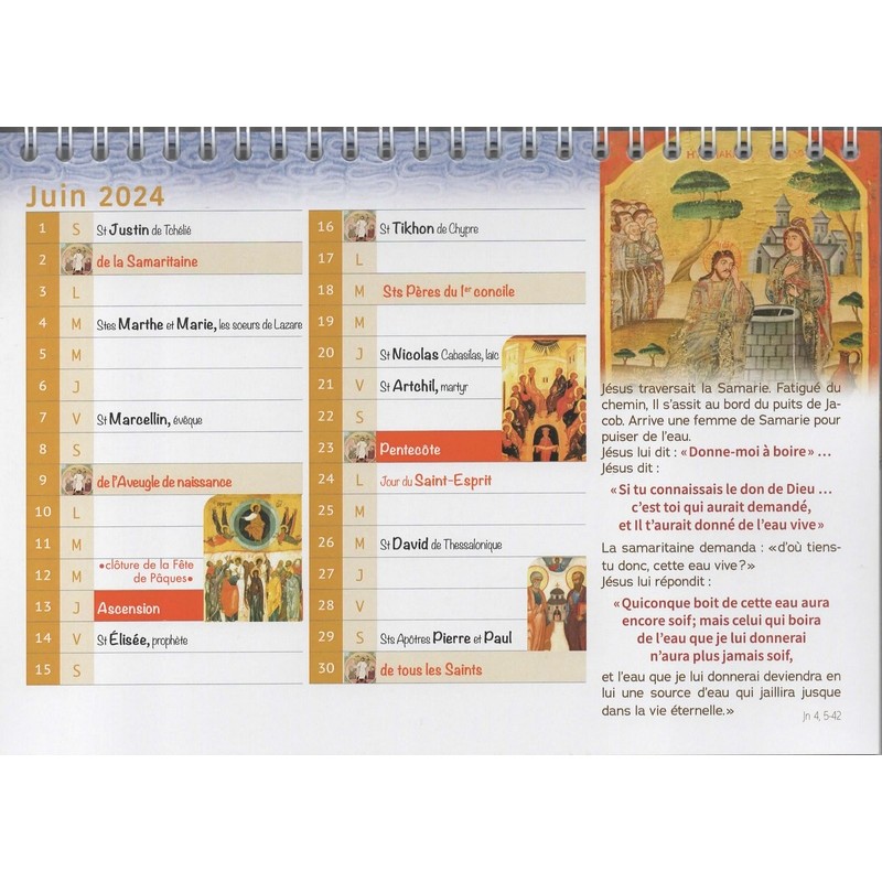 Calendrier orthodoxe illustré 2024 EURL de la Transfiguration