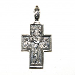 Croix en argent Christ en croix et Mère de Dieu