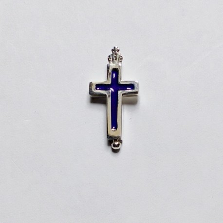 Croix en argent couleur bleu