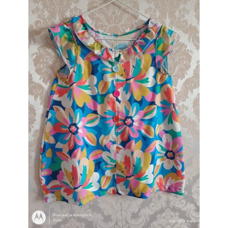 Robe à grosses fleurs 3 - 4 ans