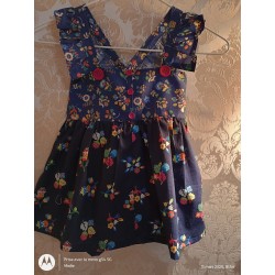 Robe bleue aux petites fleurs - 1 an