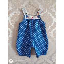 Barboteuse Mixte bleu à pois blanc