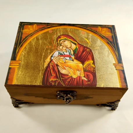 Coffret en bois peint Mère de Dieu