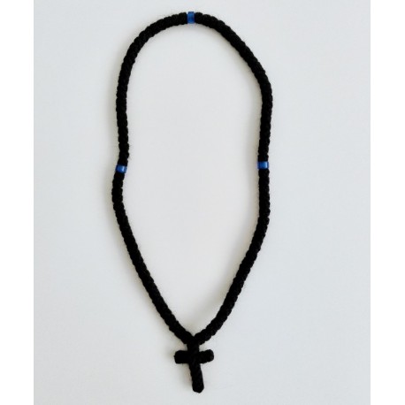 Chapelet orthodoxe 100 grains en laine avec grains bleus