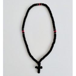 Chapelet orthodoxe 100 grains en rayonne avec grains rouge