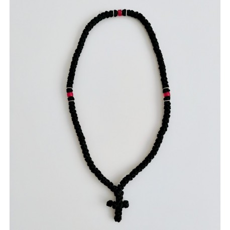 Chapelet orthodoxe 100 grains en rayonne avec grains rouge