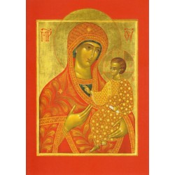 Carte icône de la Mère de Dieu (Vierge Hodighitria) - rouge