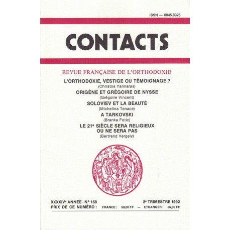 Contacts n° 158. 2° trimestre 1992