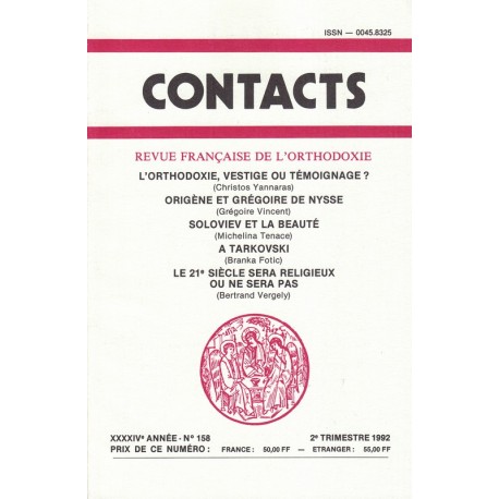 Contacts n° 158. 2° trimestre 1992