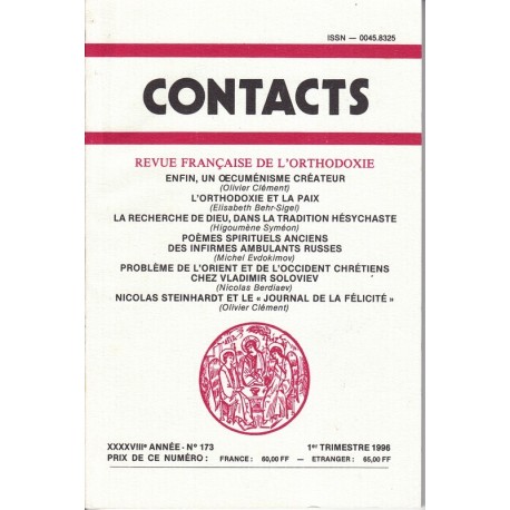 Contacts n° 173. 1° trimestre 1996